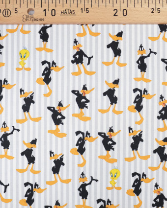 Tissu Looney tunes fond rayé 