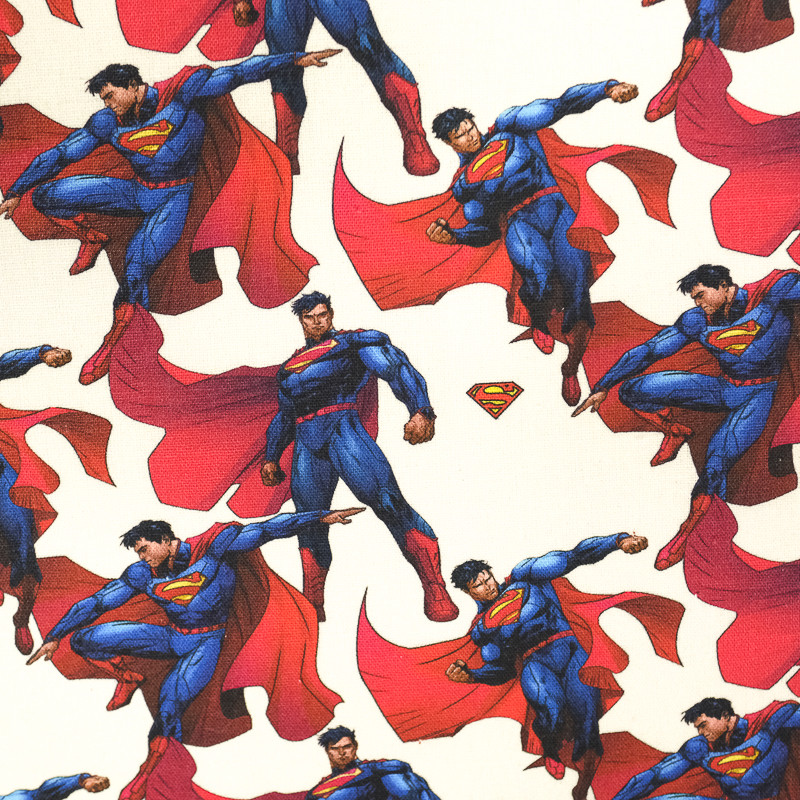 Tissu Superman sur fond écru