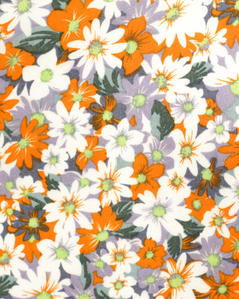 Viscose orange fleurs des champs