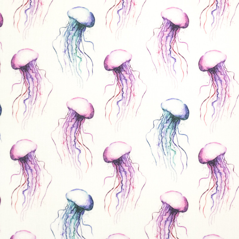 Coton imprimé violet Meduse oekotex