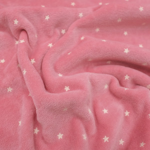 Jersey coton rose étoiles