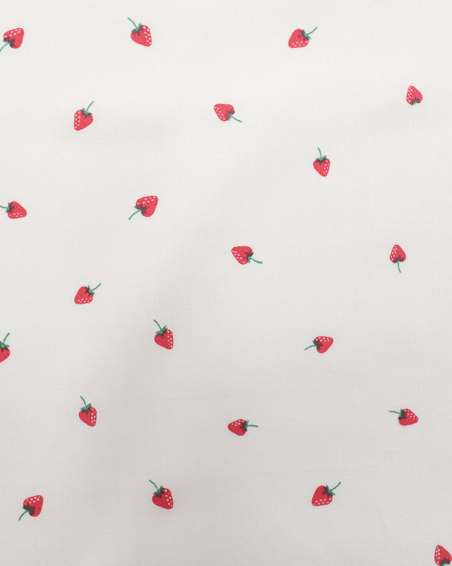 Popeline de Coton Imprimé fruits petite fraise - Mercerine