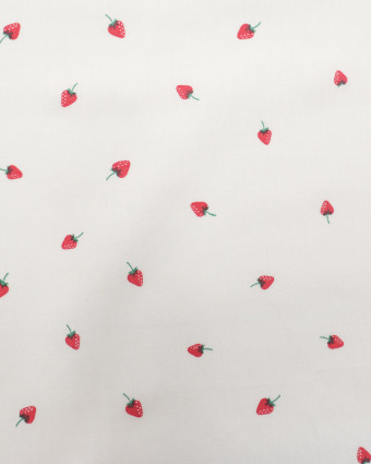 Popeline de Coton Imprimé fruits petite fraise - Mercerine