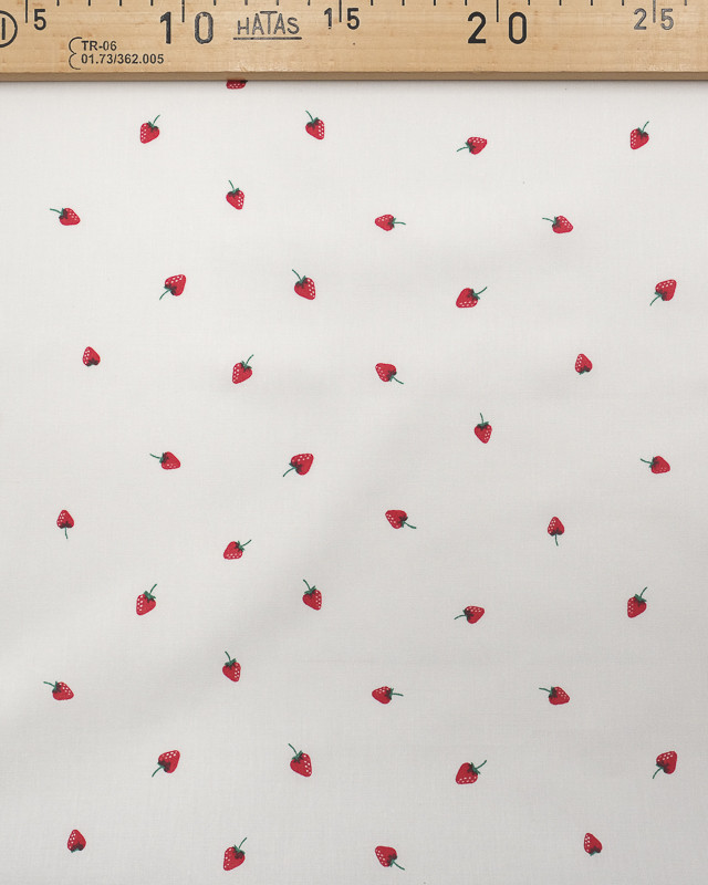 Popeline de Coton Imprimé fruits petite fraise - Mercerine