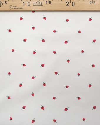 Popeline de Coton Imprimé fruits petite fraise - Mercerine