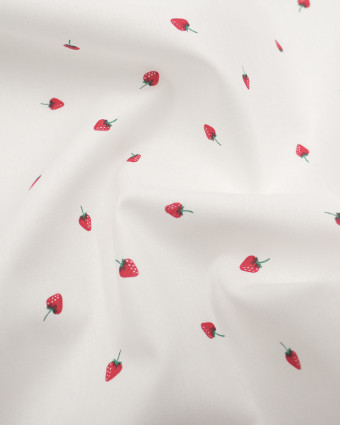 Popeline de Coton Imprimé fruits petite fraise