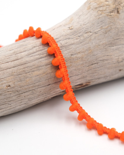 Galon mini pompons orange au mètre - Mercerine