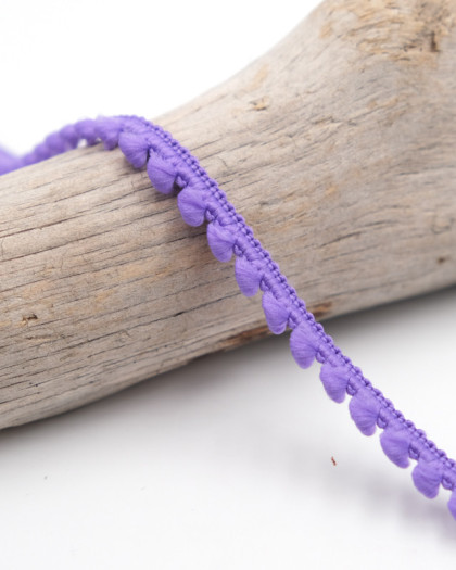 Galon mini pompons violet au mètre - Mercerine