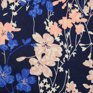 Tissu fleuri Youmi bleu