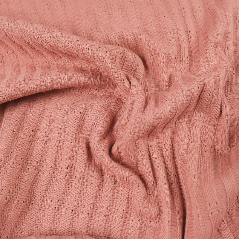 Jersey 100%coton rose marsala maille piquée broderies ajourées  - 10cm -  Mercerine