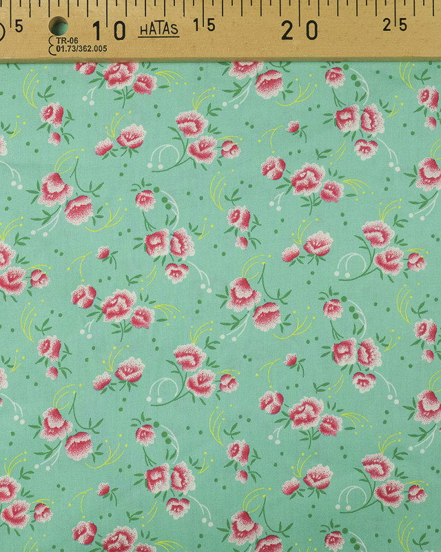 Popeline de coton Pivoine Celadon Petit Pan - Mercerine