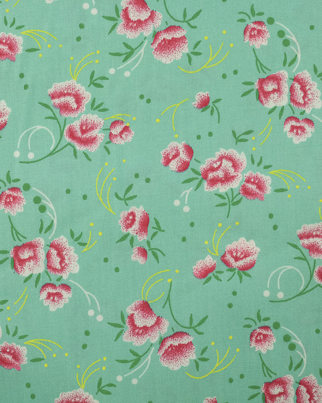 Popeline de coton Pivoine Celadon Petit Pan - Mercerine