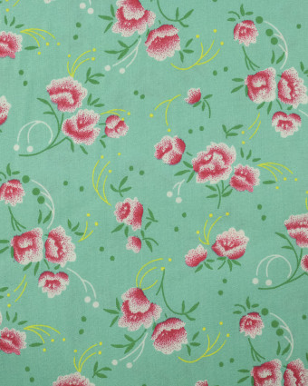 Popeline de coton Pivoine Celadon Petit Pan - Mercerine