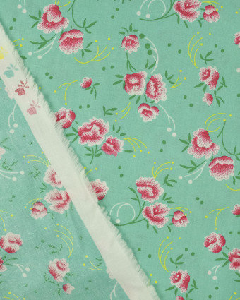 Popeline de coton Pivoine Celadon Petit Pan - Mercerine