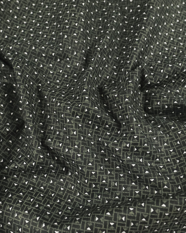 Coton imprimé carré géométrique noir -Mercerine