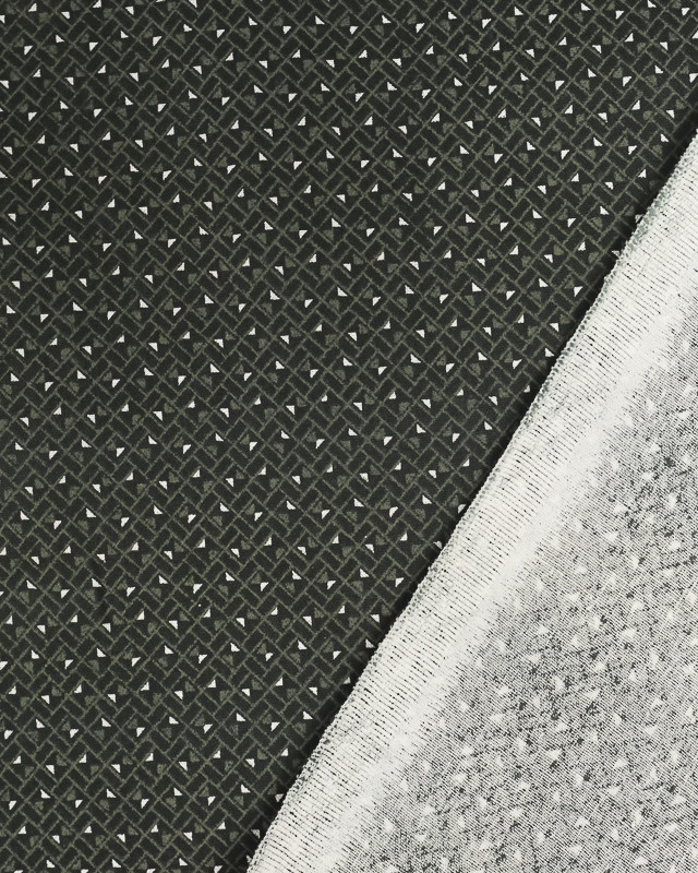 Coton imprimé carré géométrique noir -Mercerine