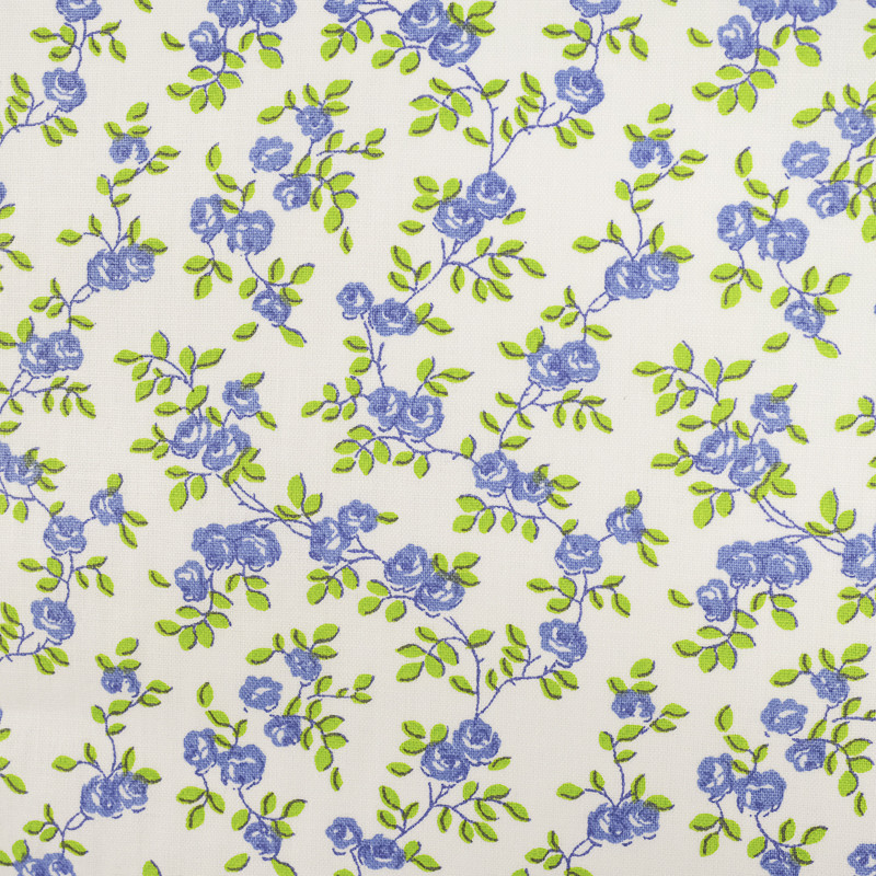 Coton imprimé fleuri Ilana bleu