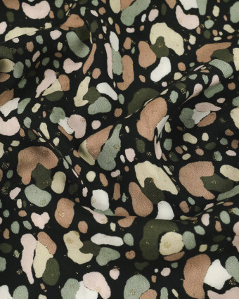 Viscose fleurs abstraites pailletées d'or -100% Francaise