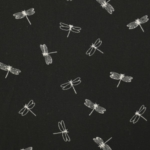 Voile polyester noir libellules