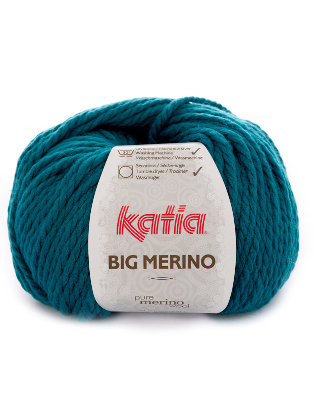 Lot De 5 Grosses Pelotes Katia Big Merino - Couleur Bleu Turquoise, Laine Et Acrylique