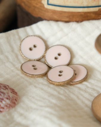 Mercerie en ligne : bouton rose et doré 22mm -  Fait en France - Mercerine