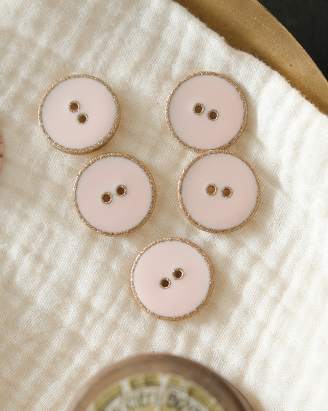 Mercerie en ligne : bouton rose et doré 22mm -  Fait en France - Mercerine