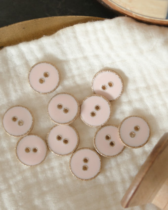 Mercerie en ligne : bouton rose et doré 18mm -  Fabrication française - Mercerine