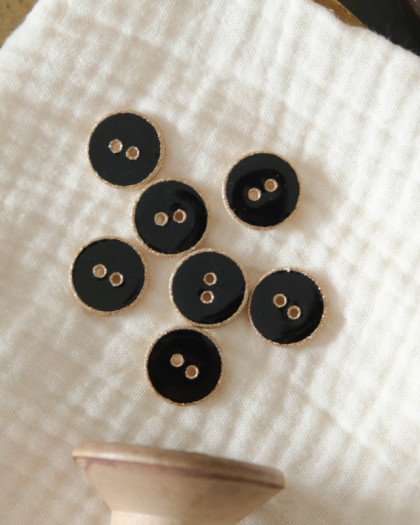 Mercerie en ligne : bouton noir et doré 18mm -  Mercerine