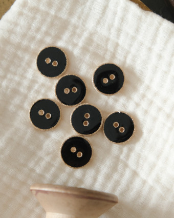 Mercerie en ligne : bouton noir et doré 18mm -  Mercerine