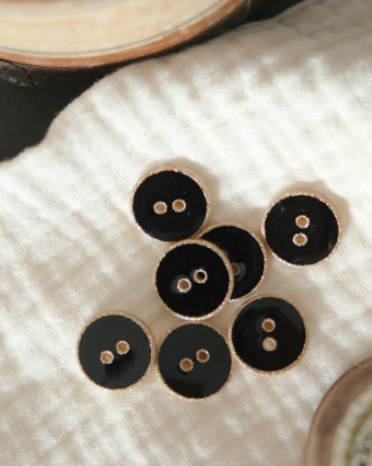 Mercerie en ligne : bouton noir et doré 18mm -  Mercerine