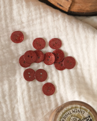 Mercerie en ligne : bouton rouge pailleté 14mm -  Mercerine