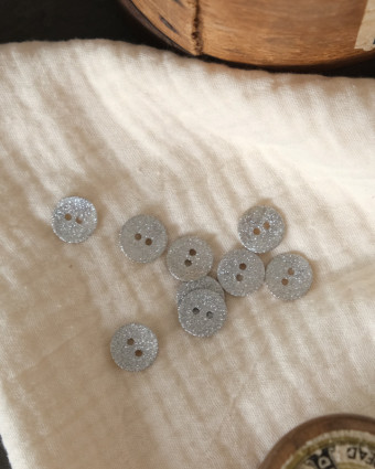 Mercerie : bouton argent pailleté 10mm - Made in France - Mercerine