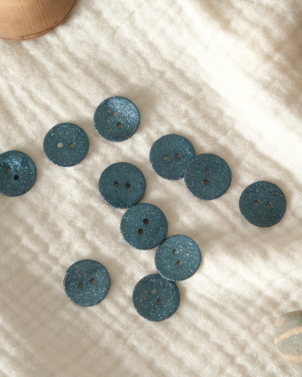 Mercerie en ligne : bouton bleu pailleté 18mm -  Mercerine