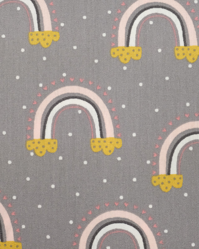 Tissu Popeline de coton imprimé Arc En Ciel Gris- Mercerine
