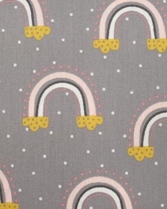 Tissu Popeline de coton imprimé Arc En Ciel Gris- Mercerine