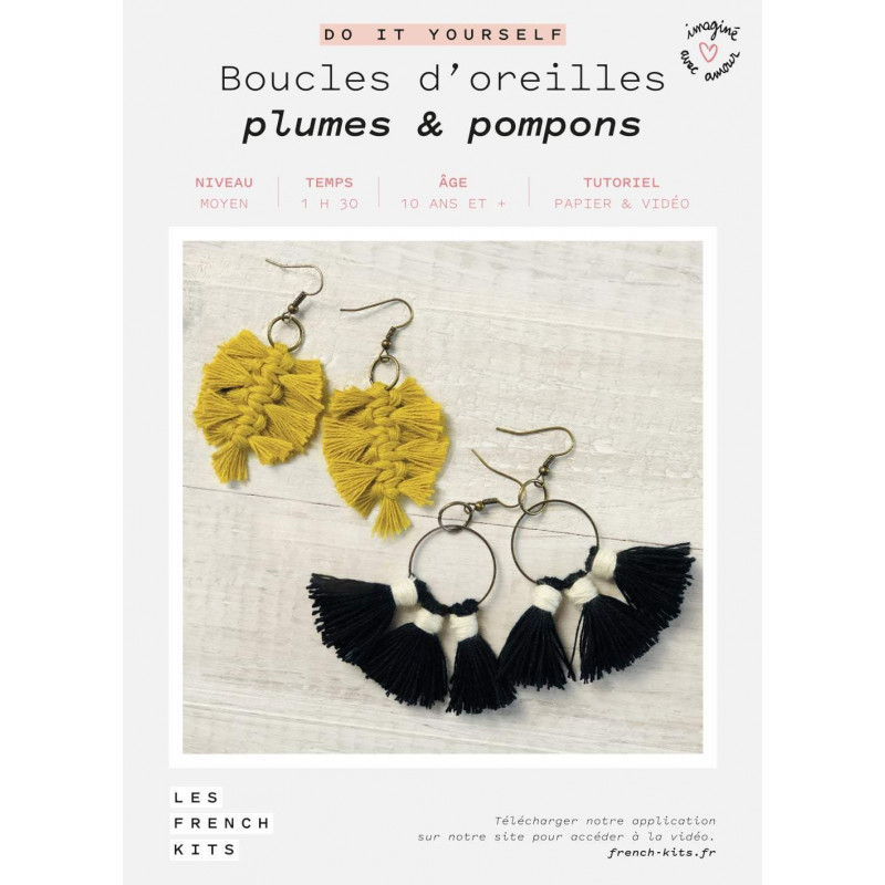 Kit DIY - Boucles d’oreilles - Plumes & Pompons - French'Kits