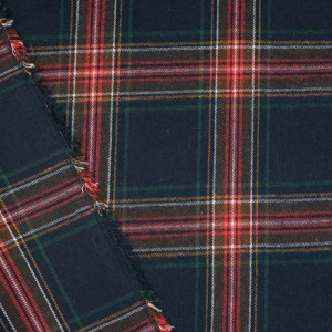  Tissu écossais à carreaux bleu marine et rouge - 10cm -  Mercerine