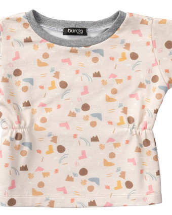 Patron Bébé T-shirt et robe encolure ronde Burda 9273