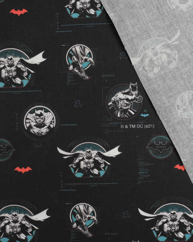 Tissu coton noir Batman Comics au 10 cm - Mercerine