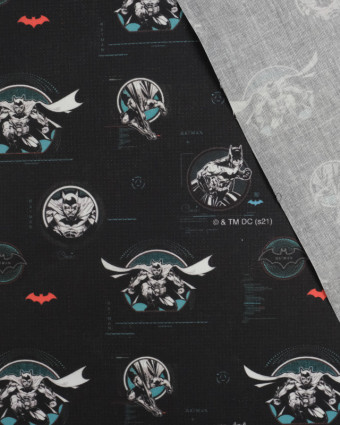 Tissu coton noir Batman Comics au 10 cm - Mercerine