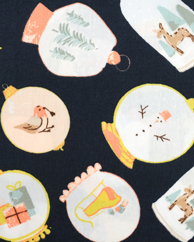 Coton noël : imprimé boule bleu marine - Mercerine
