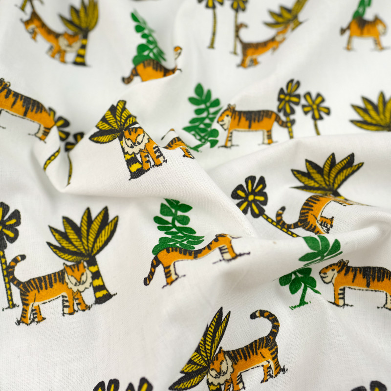 Coton imprimé tigre tropique - 10cm