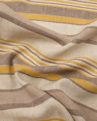 Lin mélangé rayé taupe et jaune - 10cm