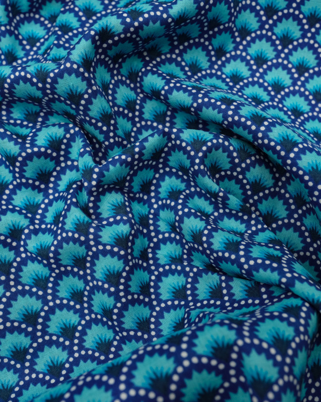 Popeline De Coton Wasabi Bleu Aruba - Petit Pan - 10 cm