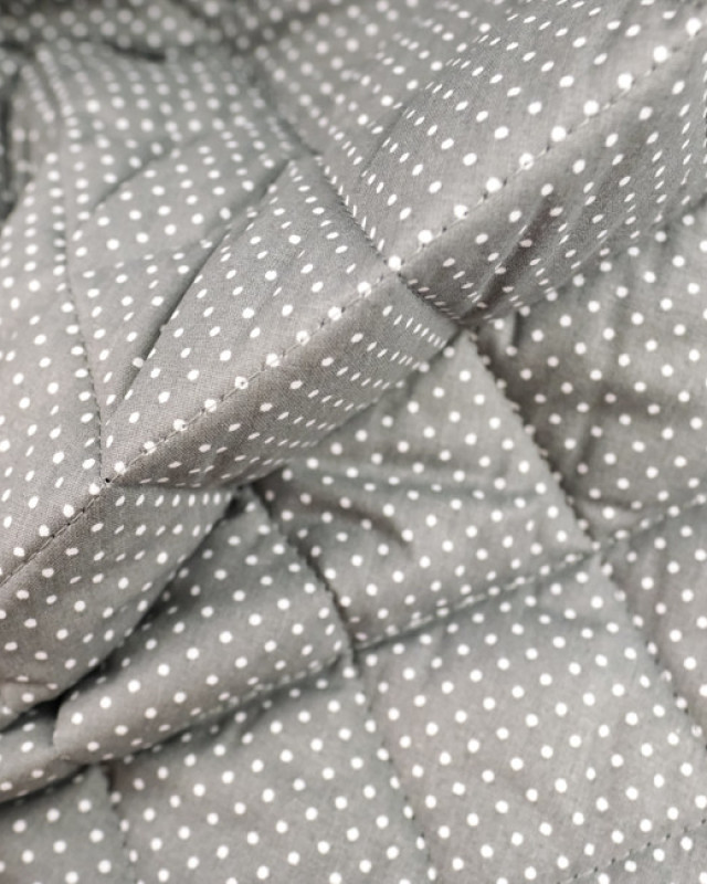 Tissus imrpimé : coton matelassé Gris Poid Blanc Oeko-tex - Mercerine