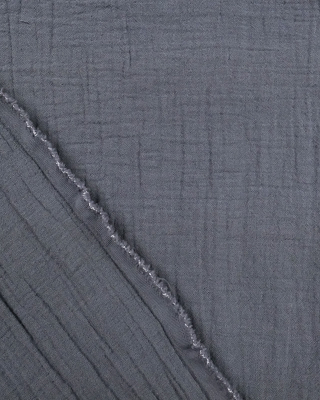 Double Gaze grande largeur gris Oeko-tex  -  Mercerine