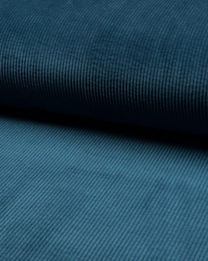 Tissu Velours côtélé Bleu paon- Mercerine
