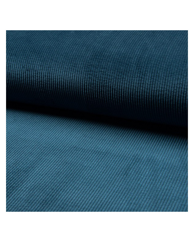 Tissu Velours côtélé Bleu paon- Mercerine