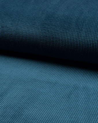Tissu Velours côtélé Bleu paon- Mercerine