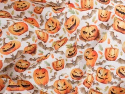 Tissu motif citrouilles